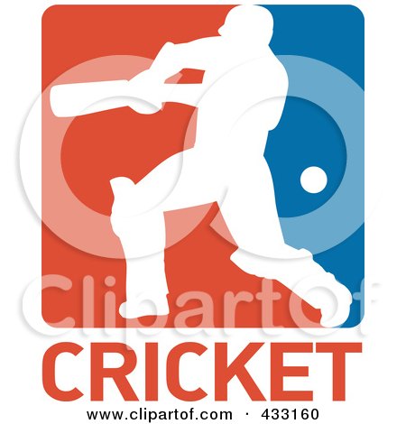 Royalty-Free (RF) Clipart Illustration of a Silhouetted Batsman Hitting A Ball - 12 by patrimonio