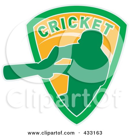 Royalty-Free (RF) Clipart Illustration of a Silhouetted Batsman Hitting A Ball - 11 by patrimonio