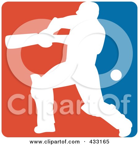 Royalty-Free (RF) Clipart Illustration of a Silhouetted Batsman Hitting A Ball - 7 by patrimonio
