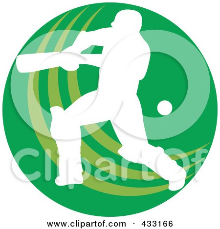 Royalty-Free (RF) Clipart Illustration of a Silhouetted Batsman Hitting A Ball - 6 by patrimonio