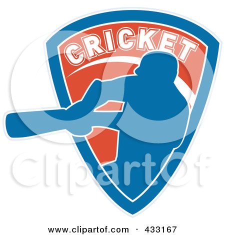 Royalty-Free (RF) Clipart Illustration of a Silhouetted Batsman Hitting A Ball - 9 by patrimonio