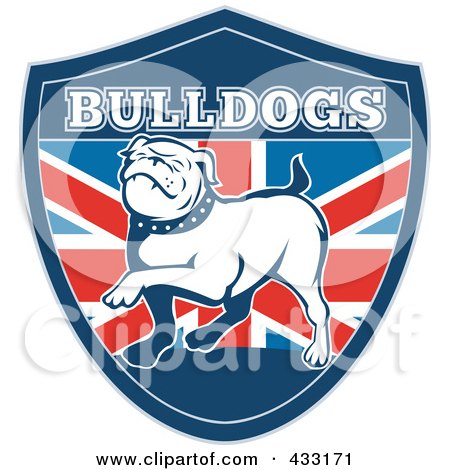 Royalty-Free (RF) Clipart Illustration of a British Flag Bulldog Shield by patrimonio