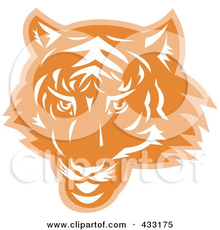 Royalty-Free (RF) Clipart Illustration of an Orange Tiger Head Logo by patrimonio