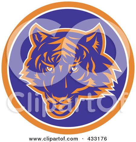 Royalty-Free (RF) Clipart Illustration of a Blue And Orange Tiger Logo by patrimonio