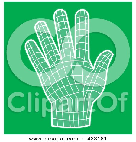 Royalty-Free (RF) Clipart Illustration of an Open Grid Hand On Green by patrimonio