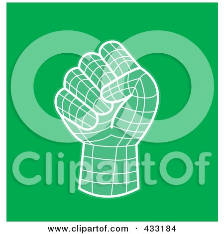 Royalty-Free (RF) Clipart Illustration of a Fisted Grid Hand On Green by patrimonio