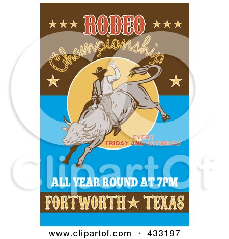 Royalty-Free (RF) Clipart Illustration of a Retro Rodeo Sign - 4 by patrimonio