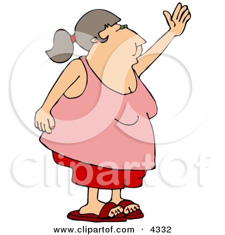 Obese Woman Waving Her Hand Goodbye or Hello Clipart by djart