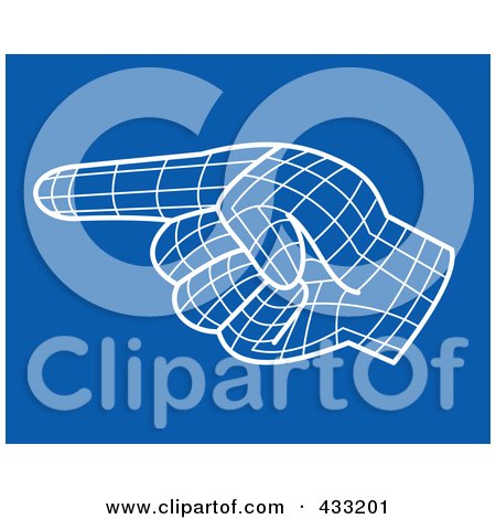 Royalty-Free (RF) Clipart Illustration of a Pointing Grid Hand On Blue by patrimonio