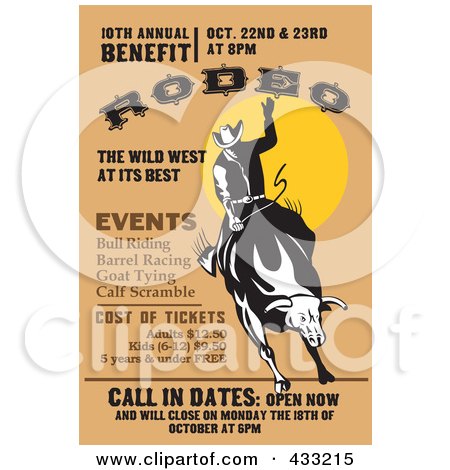 Royalty-Free (RF) Clipart Illustration of a Retro Rodeo Sign - 3 by patrimonio