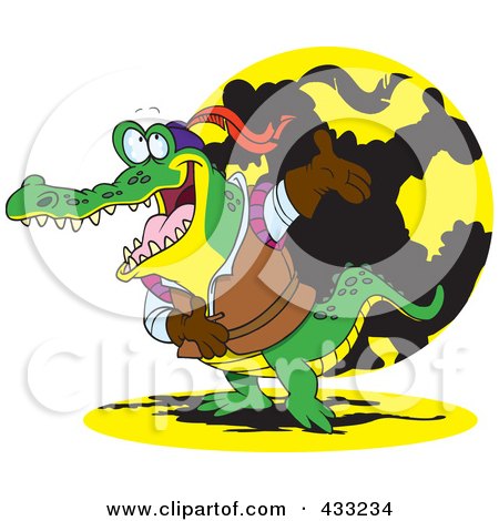 Royalty-Free (RF) Clipart Illustration of an Actor Crocodile Bowing by toonaday