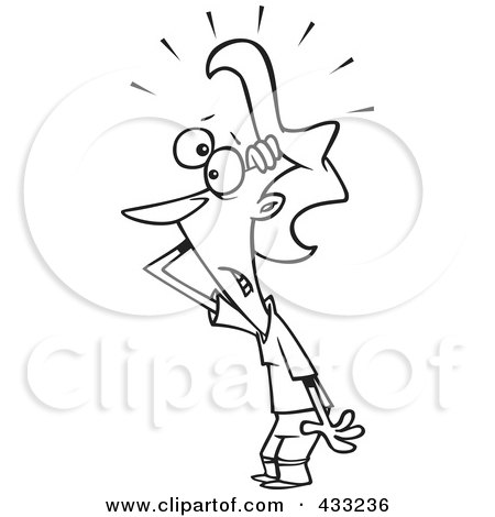 Royalty-Free (RF) Clipart Illustration Of Coloring Page Line Art Of A Woman Stressing Out About The Aftermath by toonaday