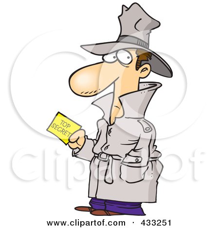 Royalty-Free (RF) Clipart Illustration Of An Undercover Agent Carrying Top Secret Information by toonaday