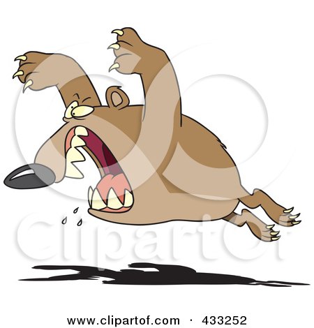 Royalty-Free (RF) Clipart Illustration Of An Aggressive Bear Leaping by toonaday