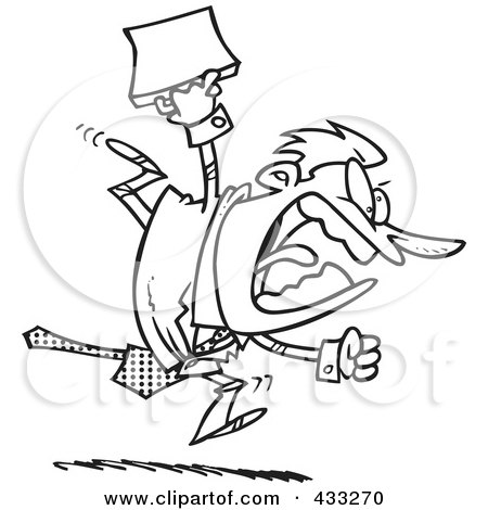 Royalty-Free (RF) Clipart Illustration of Coloring Page Line Art Of An  Aggressive Cartoon Businessman Running by toonaday