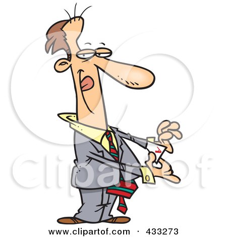 Royalty-Free (RF) Clipart Illustration of a Tricky Cartoon Businessman Pulling An Ace Out Of His Pocket by toonaday