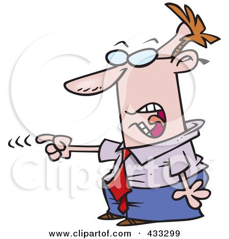 Royalty-Free (RF) Clipart Illustration of a Mad Cartoon Businessman Accusing by toonaday