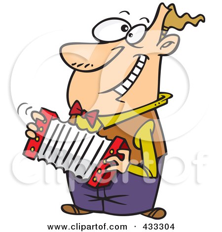 Royalty-Free (RF) Clipart Illustration of a Happy Cartoon Man Playing An Accordion by toonaday