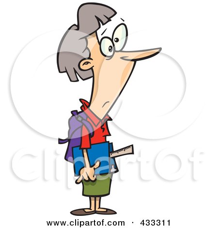 Royalty-Free (RF) Clipart Illustration Of A Middle Aged Caucasian Female Student by toonaday