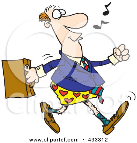 Royalty-Free (RF) Clipart Illustration of an Absent Minded Businessman Walking To Work In His Boxers by toonaday