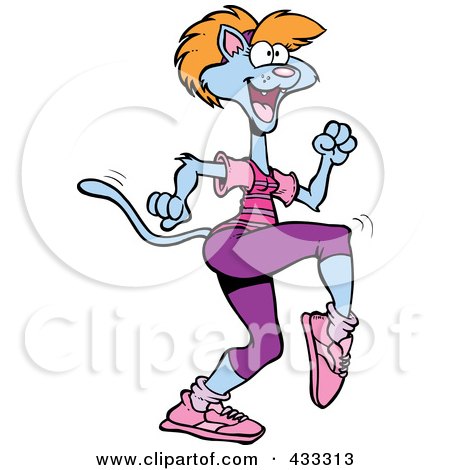 Royalty-Free (RF) Clipart Illustration Of An Aerobic Cat Exercising by toonaday