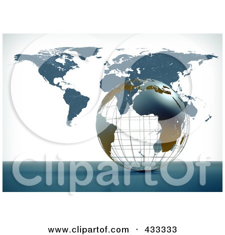 Royalty-Free (RF) Clipart Illustration Of A 3d Wire Globe And Atlas by Mopic