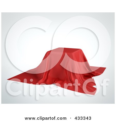 Royalty-Free (RF) Clipart Illustration Of A 3d Red Cloth Over A Box Display by Mopic