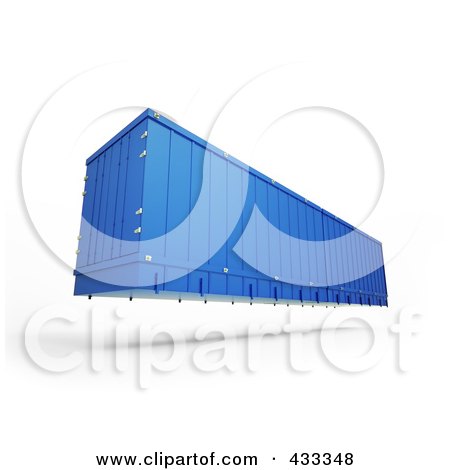 Royalty-Free (RF) Clipart Illustration Of A 3d Blue Shipping Container by Mopic