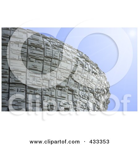 Royalty-Free (RF) Clipart Illustration Of A 3d Abstract Spherical Structure On Blue by Mopic