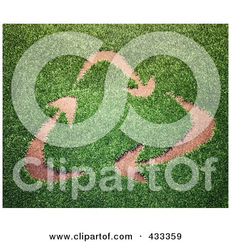 Royalty-Free (RF) Clipart Illustration Of A 3d Grassy Recycle Arrow by Mopic