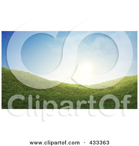 Royalty-Free (RF) Clipart Illustration Of A 3d Grassy Hill Against A Blue Sky by Mopic