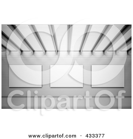 Royalty-Free (RF) Clipart Illustration Of A 3d Wall Of Blank Advertisements by Mopic