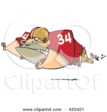 Royalty-Free (RF) Clipart Illustration Of A Football Fullback With The Ball by toonaday