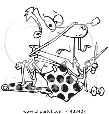 Royalty-Free (RF) Clipart Illustration Of Coloring Page Line Art Of A Man Wrapped Up In Paper by toonaday