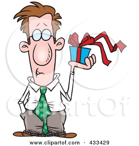 Royalty-Free (RF) Clipart Illustration Of A Man Holding A Gift Box by toonaday