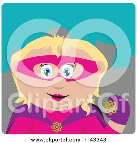 Clipart Illustration of a Caucasian Super Hero Woman In Costume by Dennis Holmes Designs