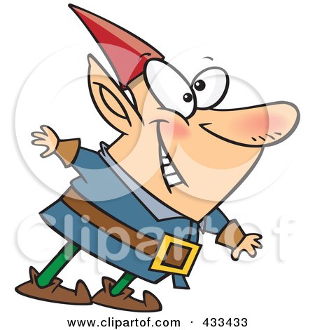 Royalty-Free (RF) Clipart Illustration Of A Happy Elf Leaning by toonaday