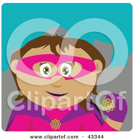 Clipart Illustration of a Latin American Super Hero Woman In Costume by Dennis Holmes Designs