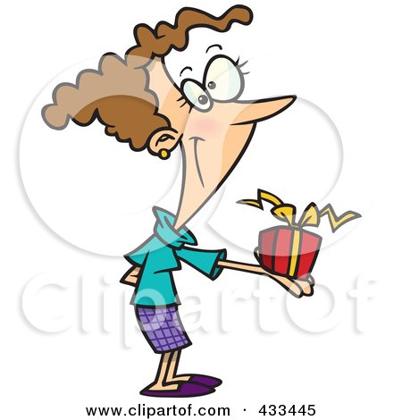 Royalty-Free (RF) Clipart Illustration Of A Woman Holding A Gift Box by toonaday