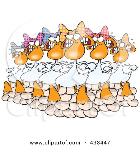 Royalty-Free (RF) Clipart Illustration Of Six Geese A Laying by toonaday
