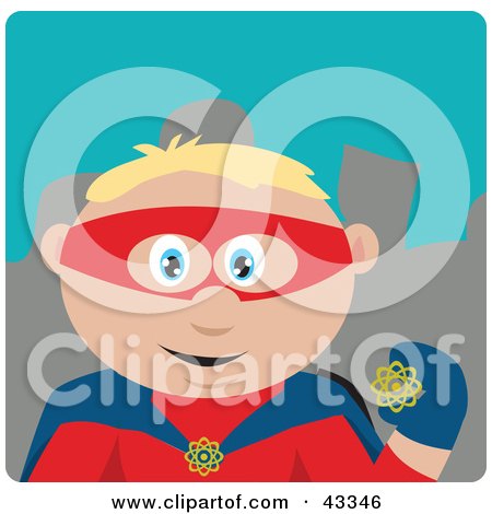 Clipart Illustration of a Caucasian Super Hero Man In A Costume by Dennis Holmes Designs