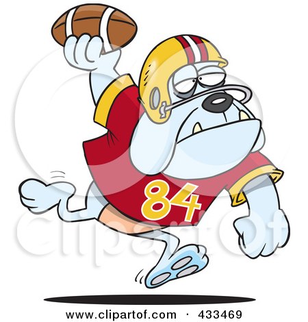 Royalty-Free (RF) Clipart Illustration Of A Football Bulldog Throwing The Ball by toonaday