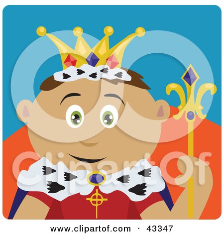 Clipart Illustration of a Royal Hispanic King Holding A Staff by Dennis Holmes Designs