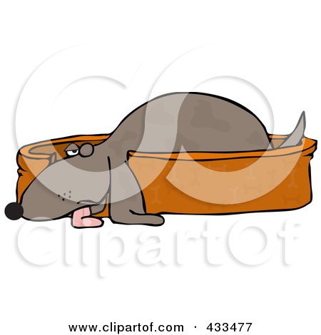 Royalty-Free (RF) Clipart Illustration of a Tired Pooch Resting In A Doggy Bed by djart