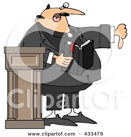 Royalty-Free (RF) Clipart Illustration of a Preacher Discussing Sins And Going To Hell by djart