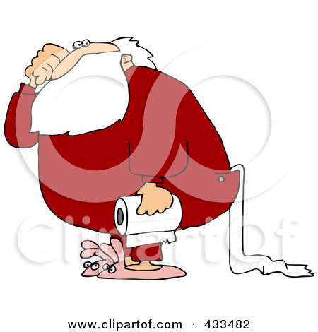 Royalty-Free (RF) Clipart Illustration of Santa Carrying A Roll Of Toilet Paper by djart