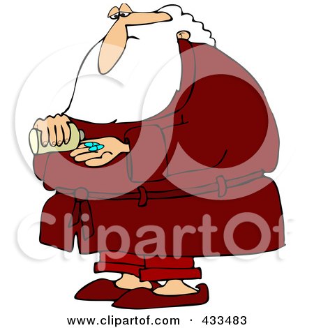Royalty-Free (RF) Clipart Illustration of Santa Taking Pills by djart