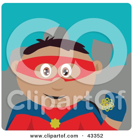 Clipart Illustration of a Hispanic Super Hero Man In A Costume by Dennis Holmes Designs