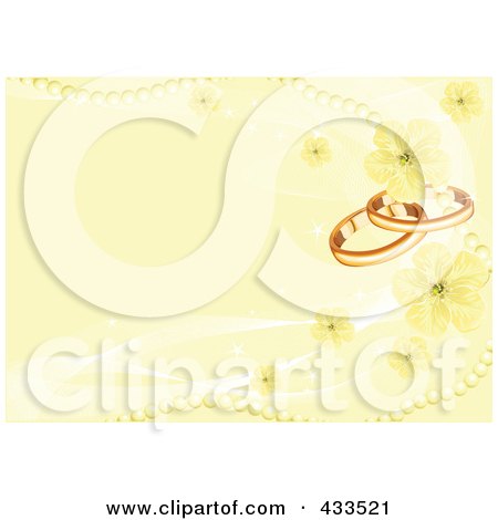 Royalty-Free (RF) Clipart Illustration Of A Golden Wedding Band Background With Flowers And Pearls by Pushkin