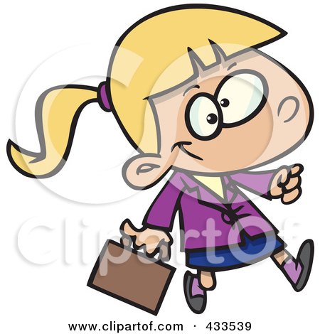 Royalty-Free (RF) Clipart Illustration Of A Business Girl Carrying A Briefcase by toonaday